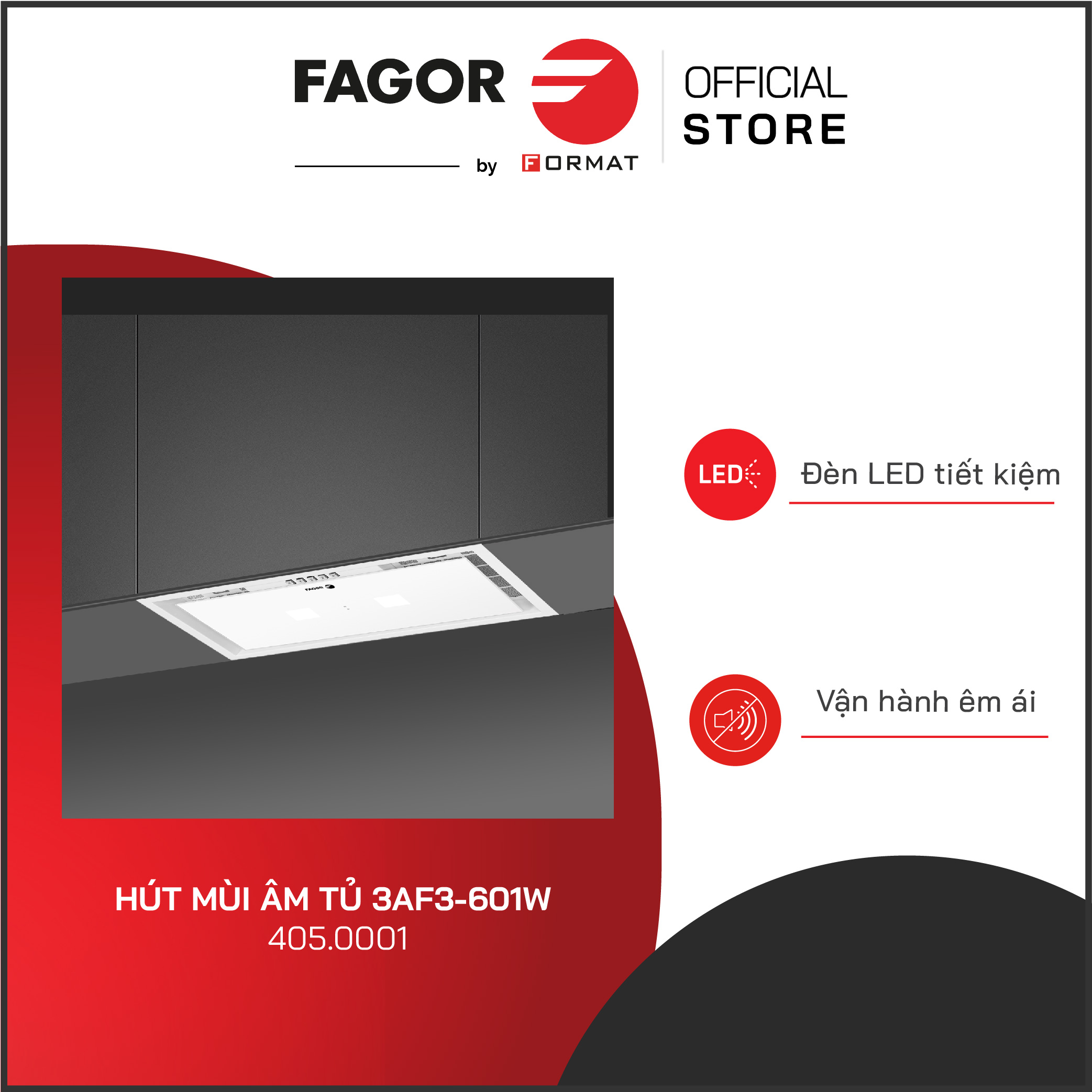 Máy hút mùi âm tủ FAGOR 3AF3-601W (405.0001)