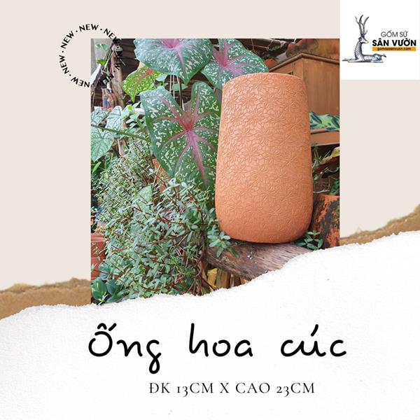 Bình ống vân HOA CÚC D13xH23cm