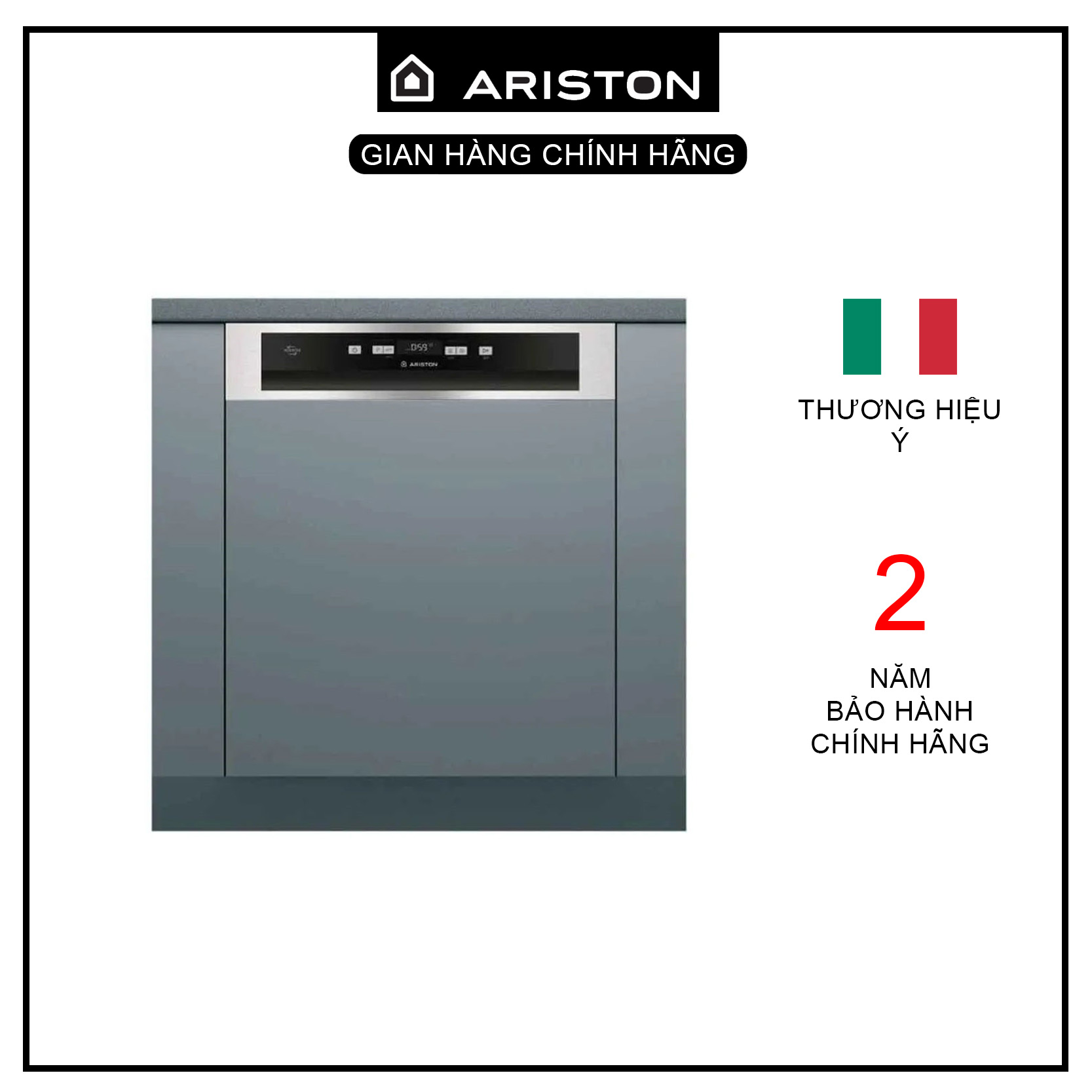 Máy rửa bát Ariston, bán âm, dung tích 14 bộ LBC3C26FX