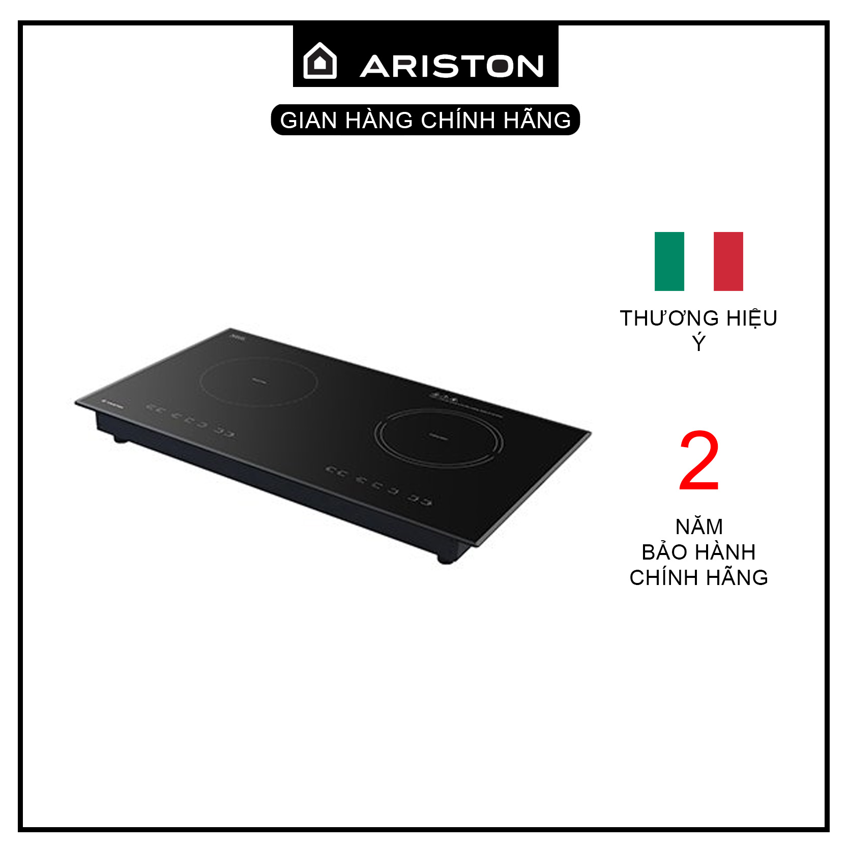 Bếp điện từ kết hợp Ariston 2 vùng nấu, lắp âm hoặc để bàn NIC-720BSV