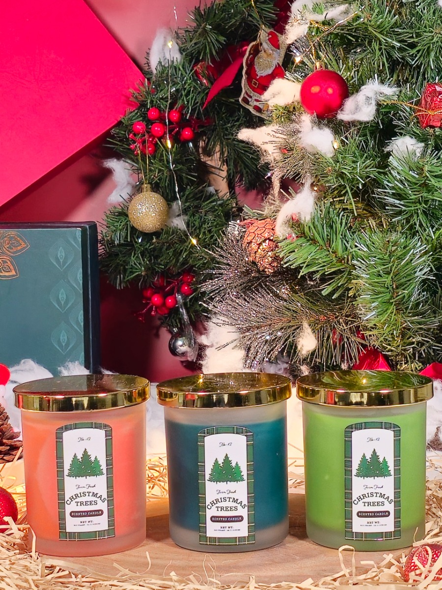 Miss Candle Ly Nến Thơm D8H10 Christmas Trees Trang Trí Noel