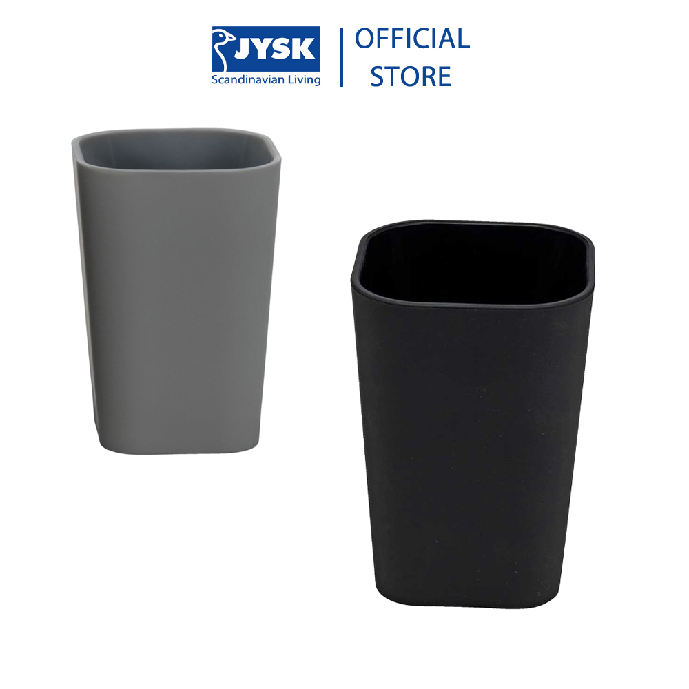 Cốc đựng bàn chải | nhựa xám/đen | JYSK Mala 7.3x7.3x11cm