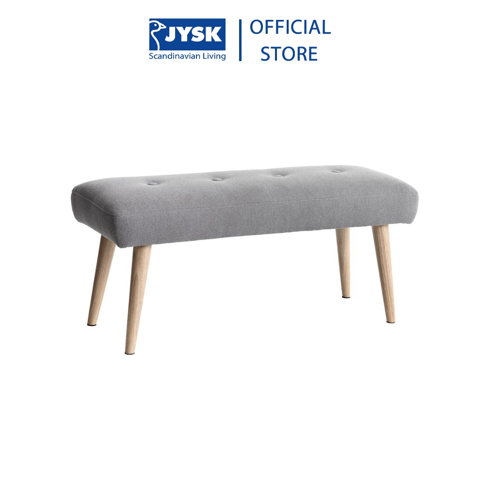 Ghế băng | JYSK Egedal | vải polyester xám nhạt/chân gỗ cao su | R110xS40xC47cm