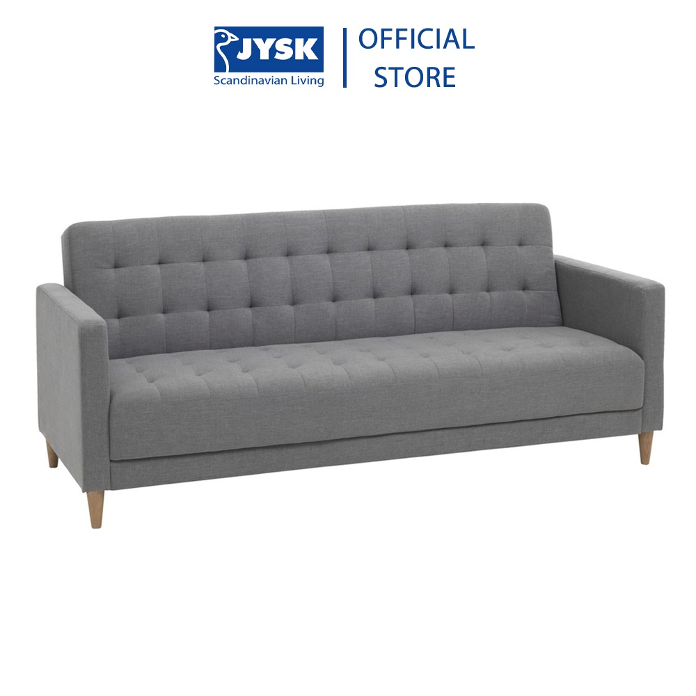 Sofa giường | JYSK Falslev | bọc vải polyester xám/chân gỗ tự nhiên | R209xS85/107xC81cm