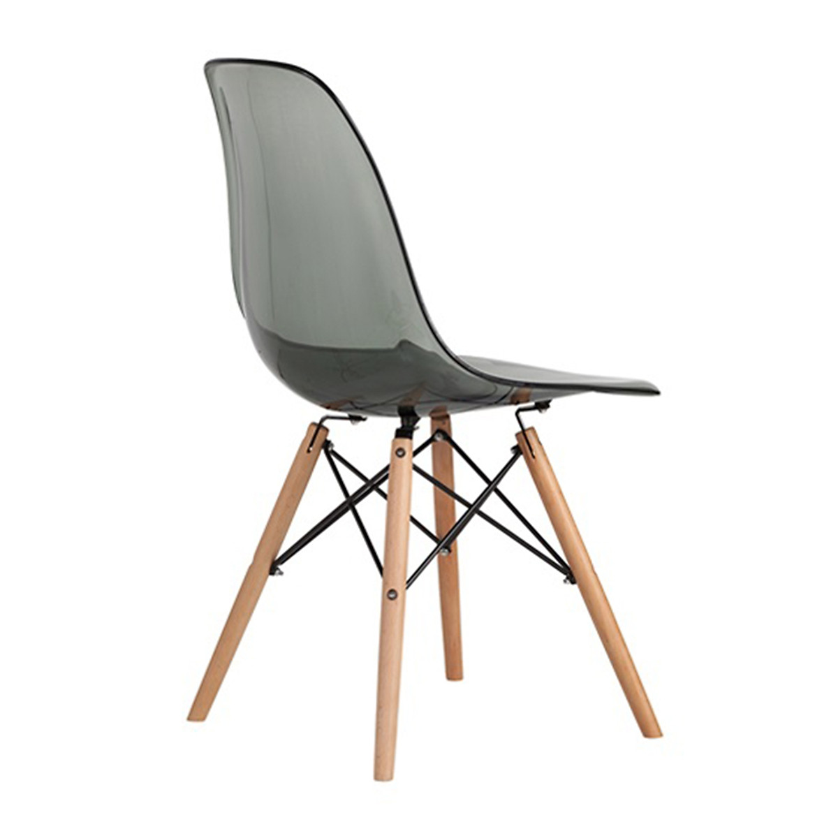 Ghế Eames lưng trong chân gỗ đan - Màu đen