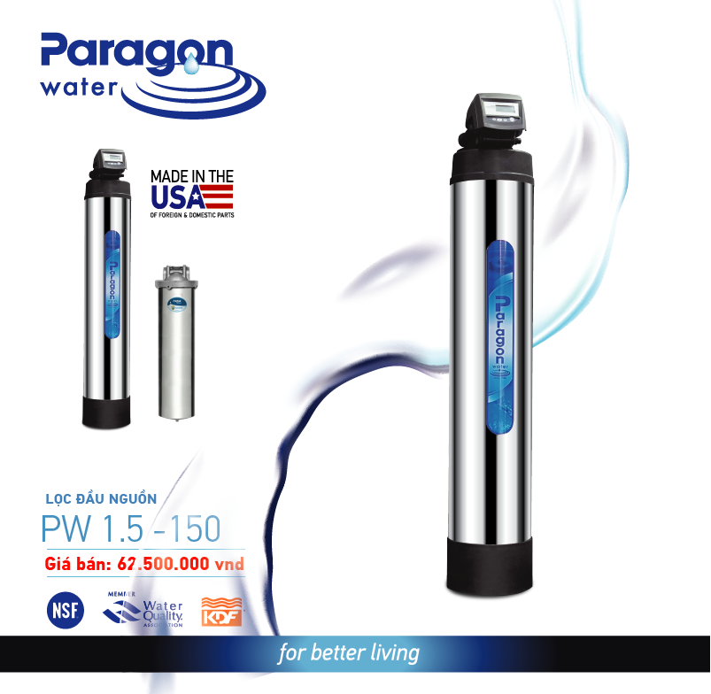 Máy lọc nước nước đầu nguồn công suất 1.5m3/h thương hiệu Paragon Water