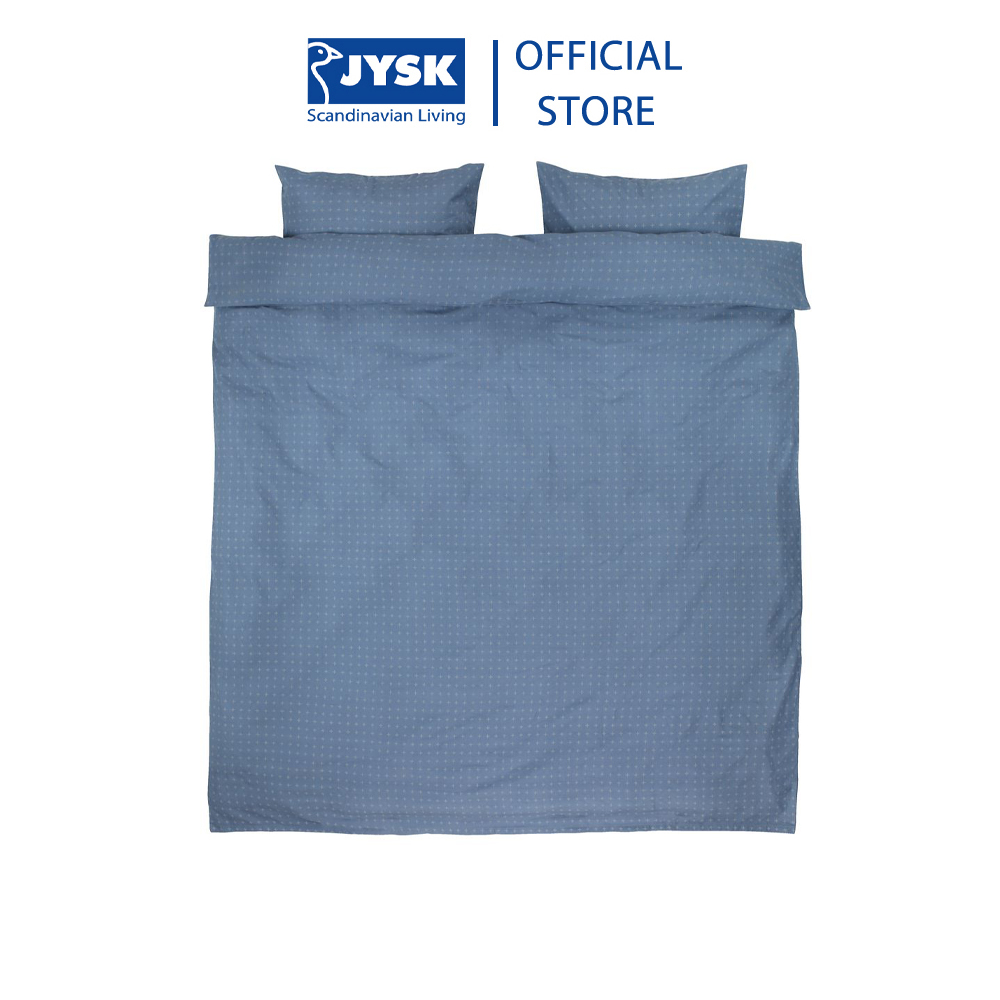 Bộ vỏ chăn gối đôi | JYSK Katja | cotton | xanh | R200xD220cm/R50xD70cm
