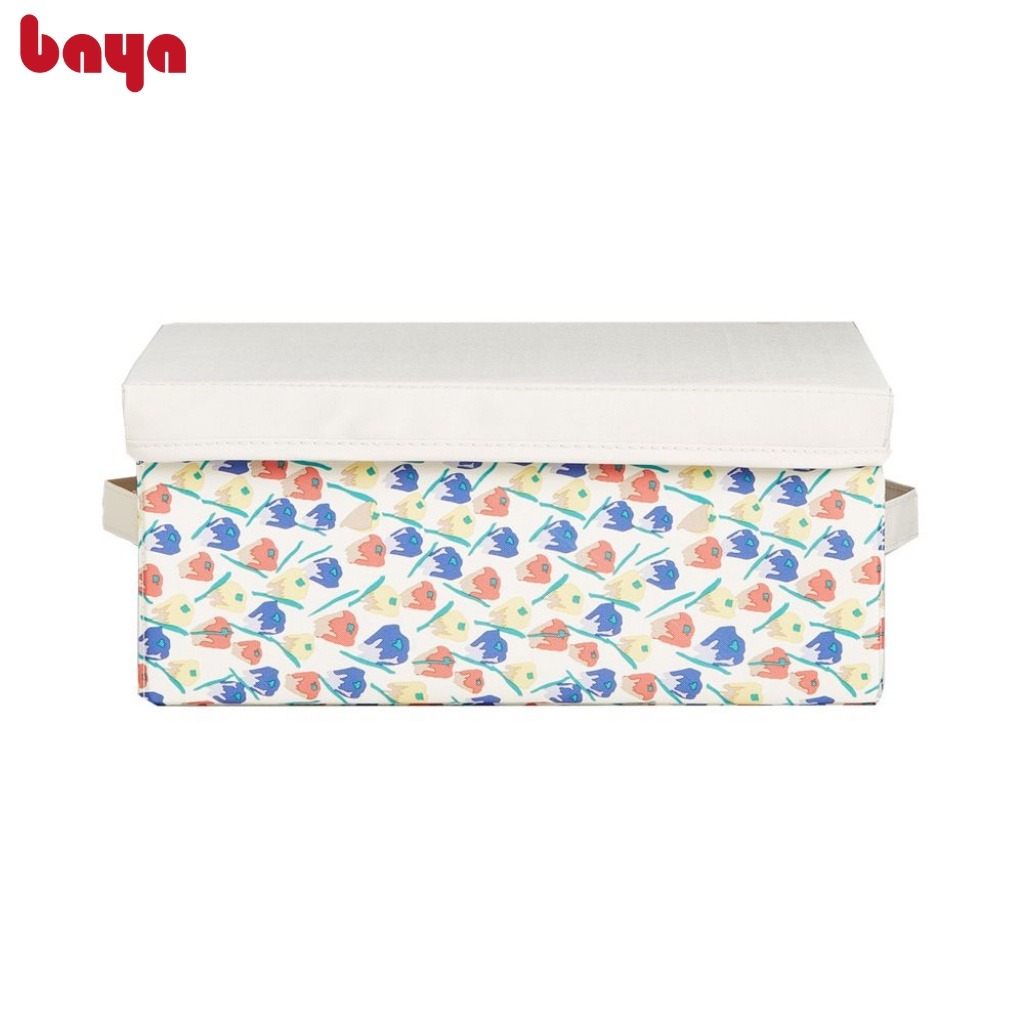 Hộp Vải Đựng Đồ Kèm Nắp BAYA KONDO 2000050 Màu Xám Thiết Kế Nhỏ Gọn Có Hai Tay Cầm Hai Bên Dễ Dàng Vận Chuyển,  Hộp Đựng Có Nắp Phía Trên Bảo Vệ Đồ Đạc Tránh Bụi Bẩn