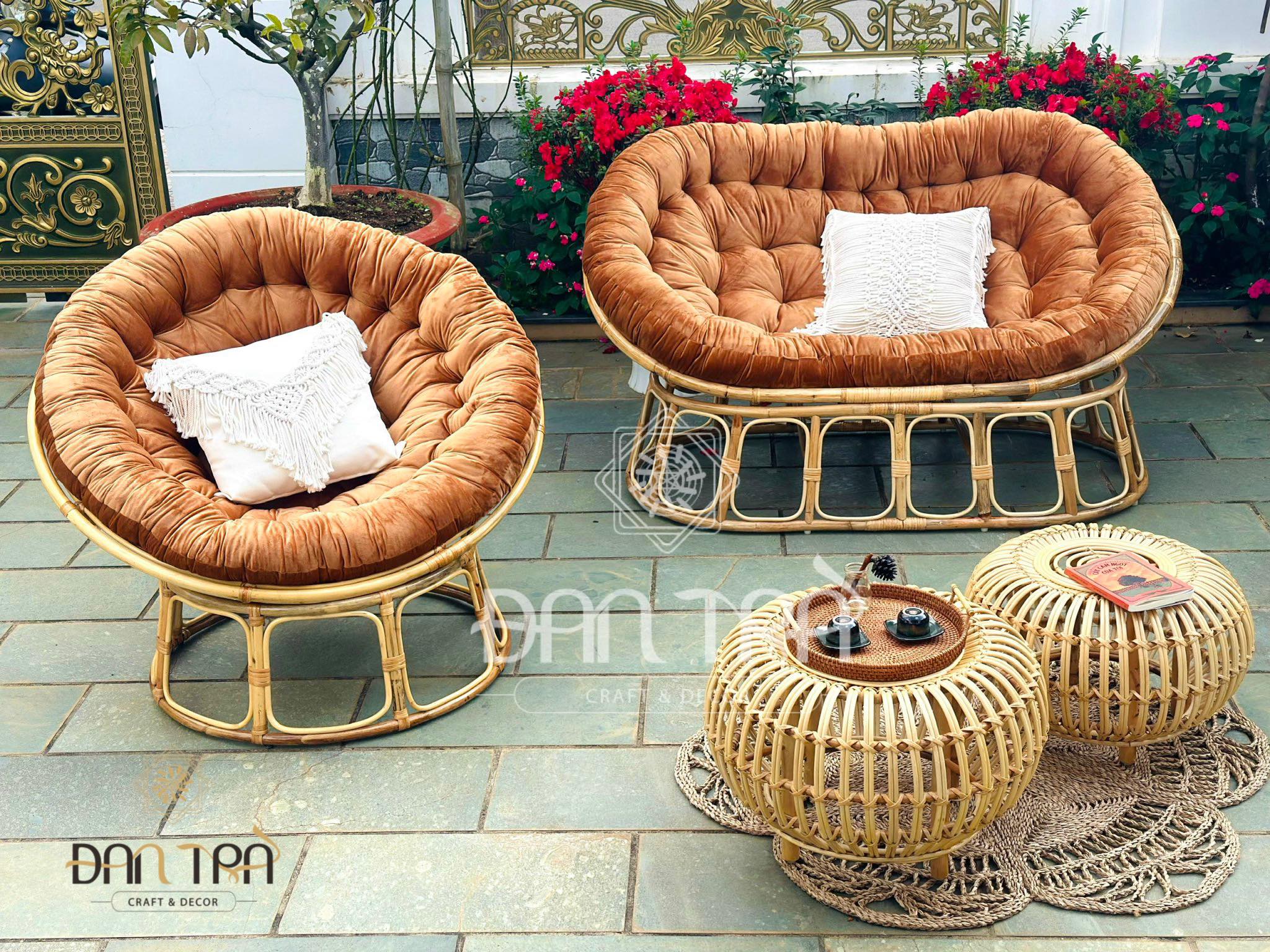 [FREESHIP TOÀN QUỐC] Bộ Bàn Ghế Sofa Papasan Mây Sang Trọng - Mây Tre ĐAN TRÀ