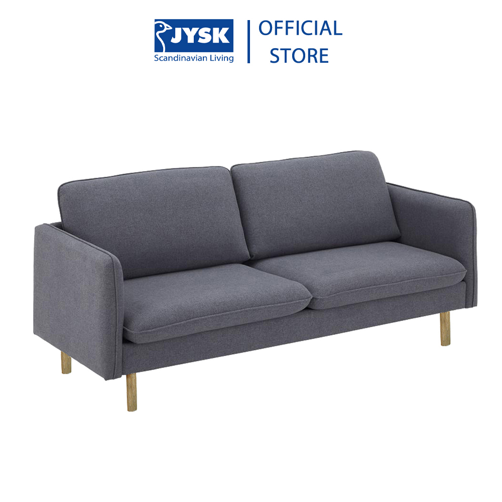 Sofa 3S | JYSK Nid-002 | bọc vải polyester màu ghi đậm | chân gỗ sồi