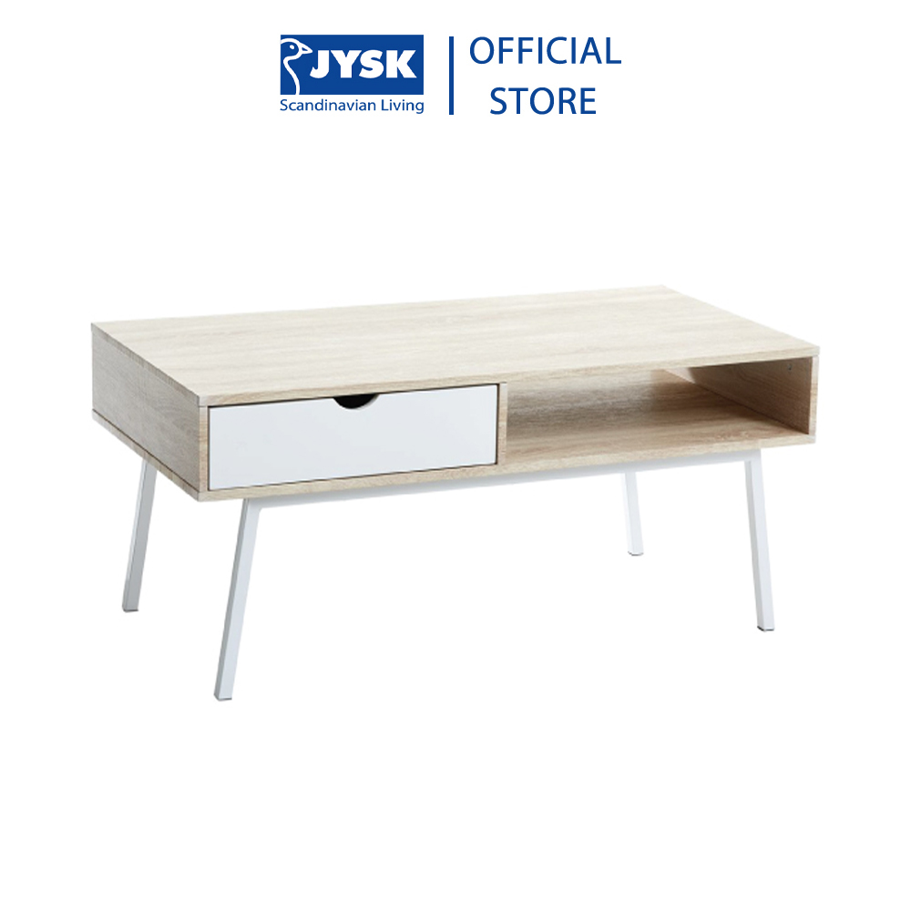 Bàn cafe | JYSK Abbetved | gỗ công nghiệp màu sồi/trắng | R50xD100xC47cm