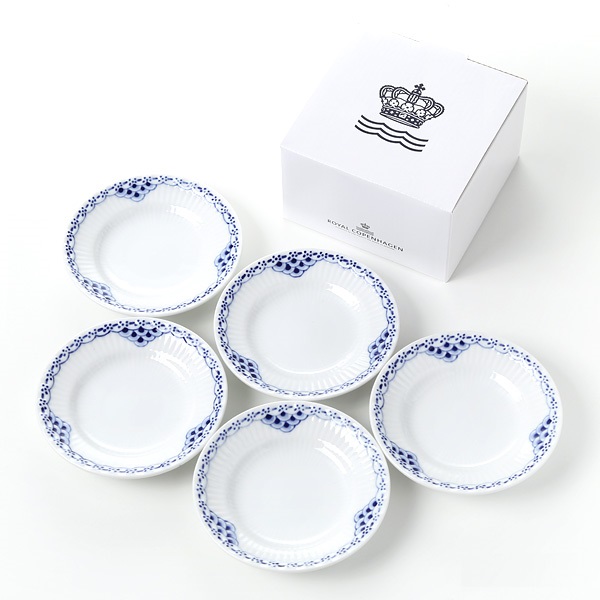 Bộ 5 đĩa Royal Copenhagen, họa tiết Princess, đường kính 11cm, chất liệu sứ