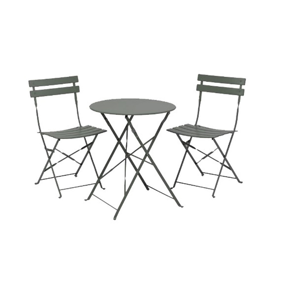 Bộ bàn ghế ngoài trời JYSK Tivoli sắt sơn tĩnh điện xám 2 ghế 42x46x82cm,1 bàn:DK60x71cm