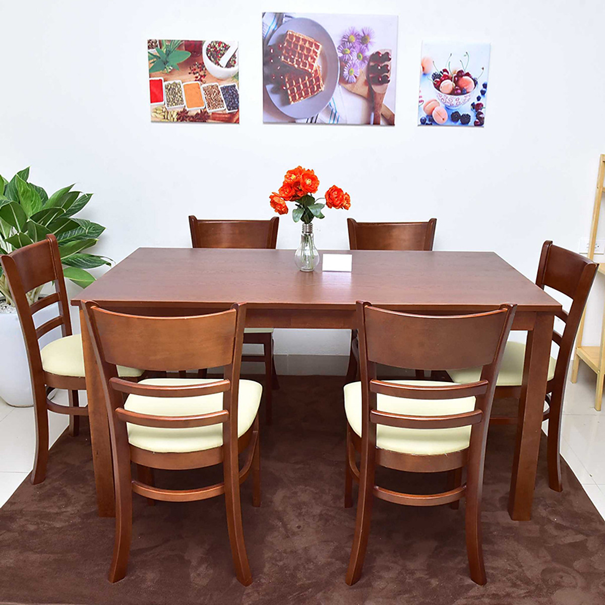 Bộ bàn ăn Ulsan - Màu nâu - 4 ghế