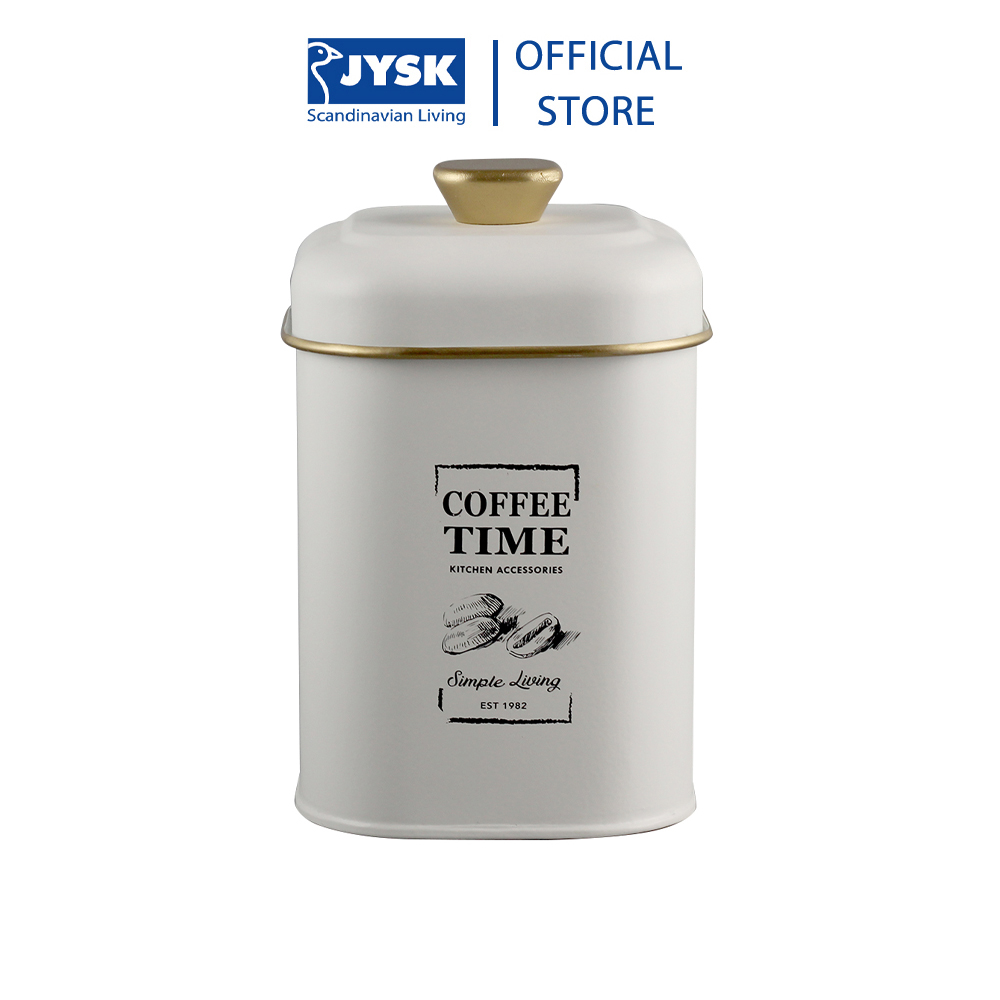 Hộp đựng cà phê | JYSK Hagfors | thép sơn tĩnh điện | trắng | R11xS11xC17cm