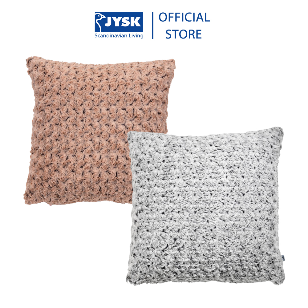 Gối trang trí | JYSK Kongsspir | vải polyester dạ | màu hồng/xám | D45xR45cm