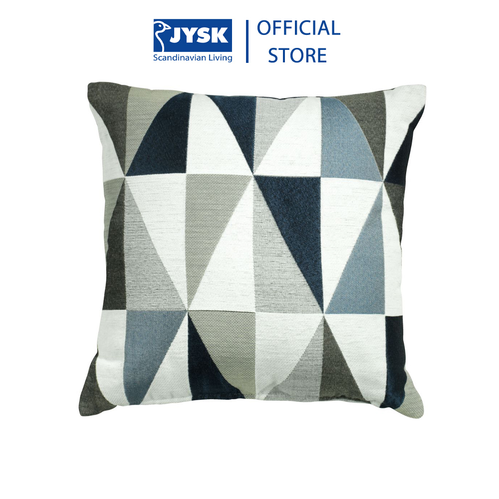 Gối trang trí | JYSK Tempeltre | polyester họa tiết tam giác màu xanh/xám | 45x45cm