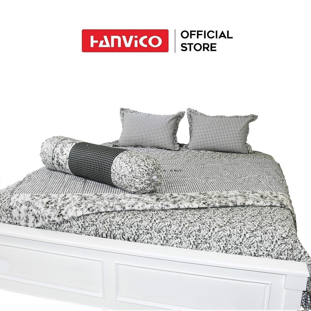 Bộ chăn ga phủ giường HANVICO Blue Sky Cotton – DL  cao cấp kèm vỏ gối (160x200cm)