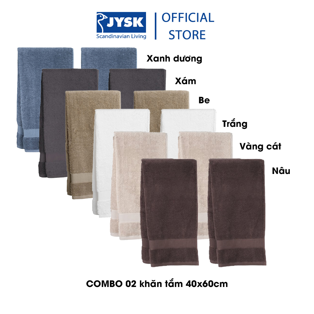 Combo 2 khăn tắm cotton | JYSK Karlstad | 40x60 cm nhiều màu (Xám) 