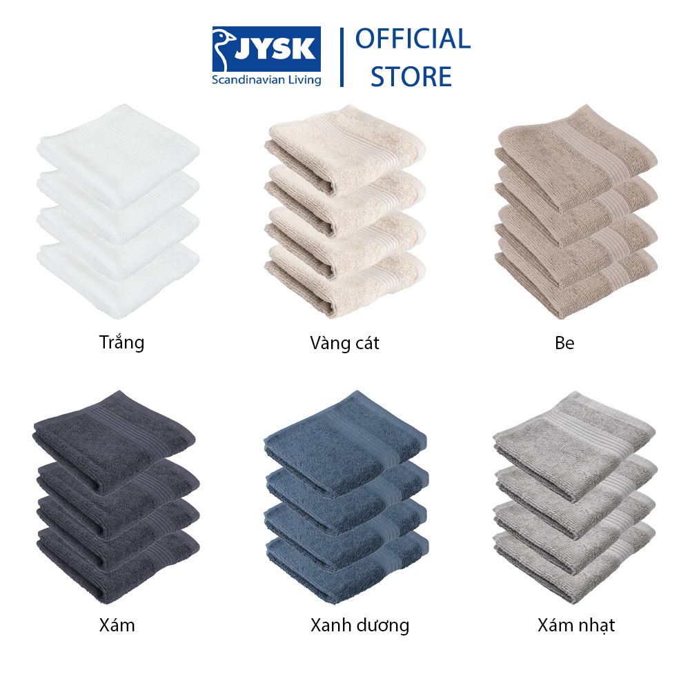 Combo 4 khăn mặt cotton | JYSK Karlstad | cùng màu kích thước | 28x30cm