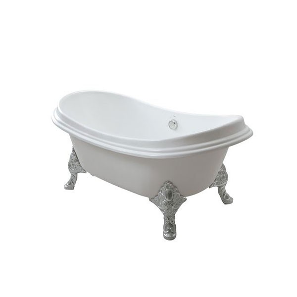 Bồn tắm đặt sàn gang tráng men, chân mạ bạc FBY1756PTNE