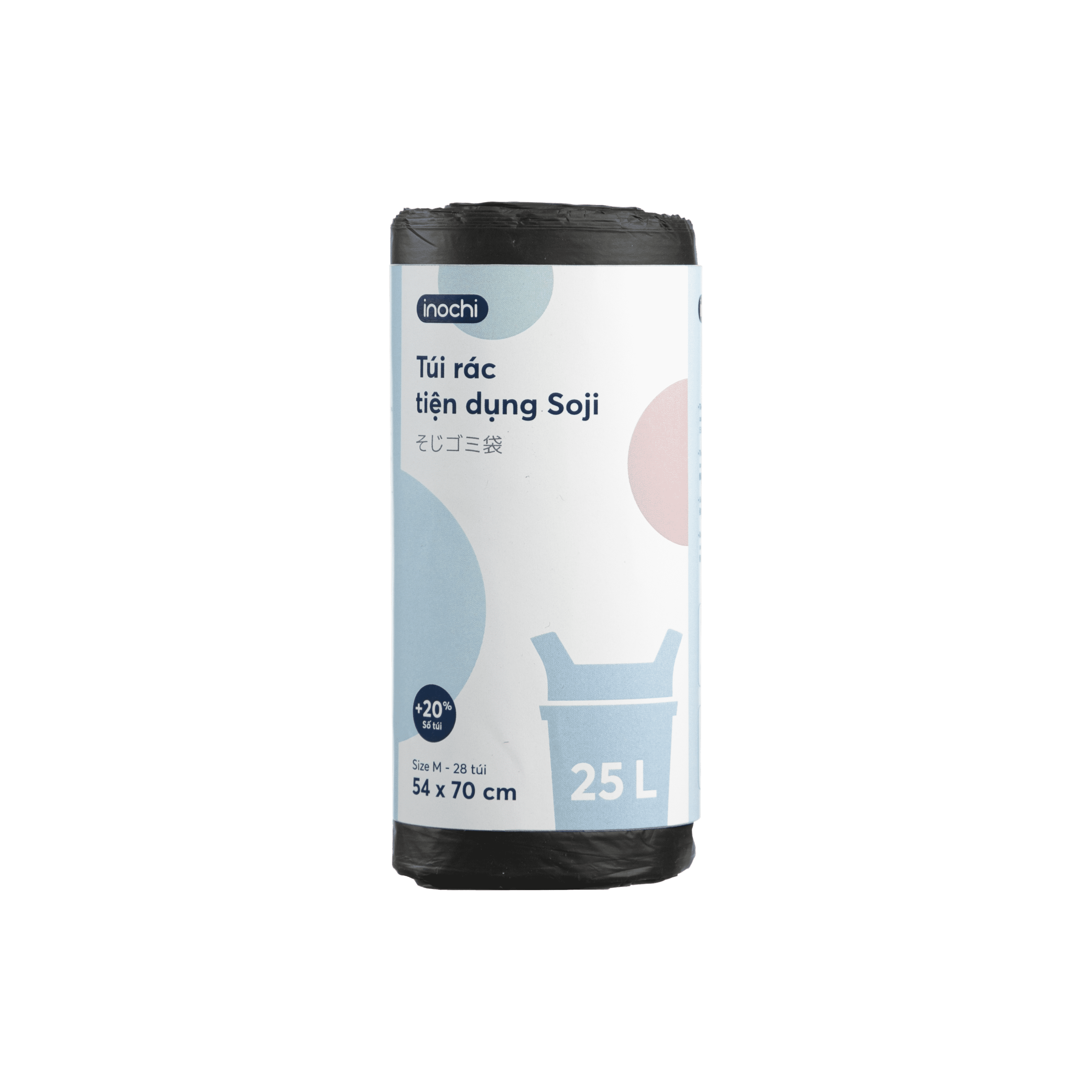 Lô túi rác màu tiện dụngInochi -Soji 4 x 25L (có quai)