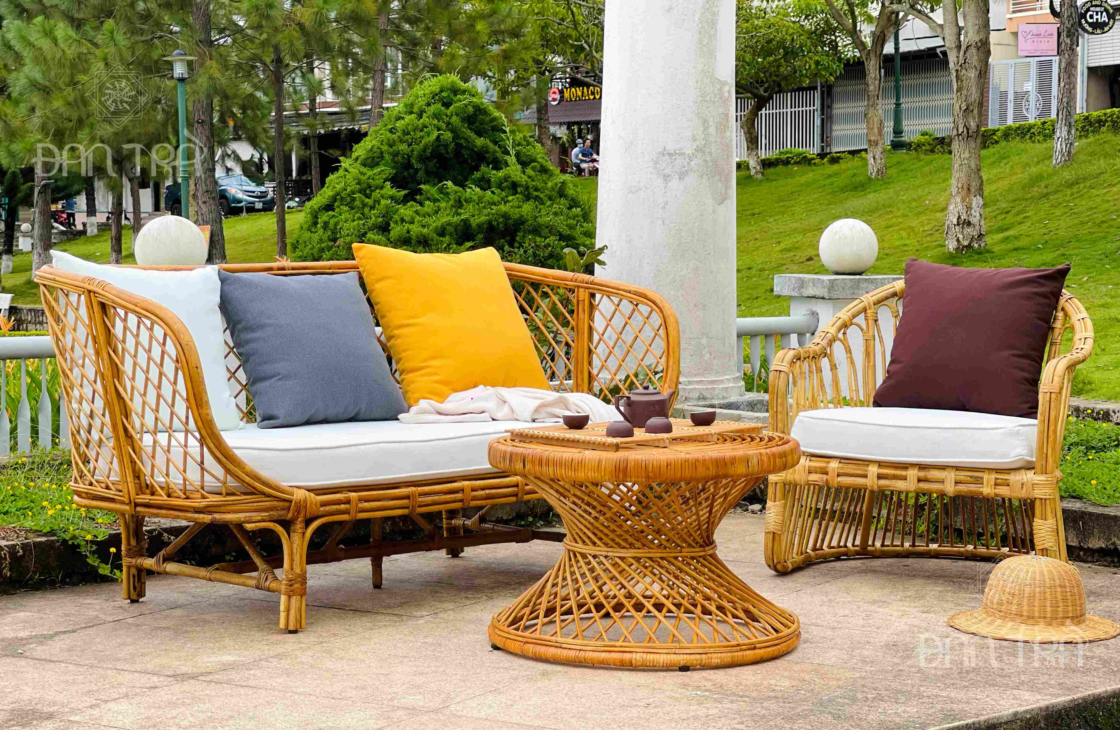 [FREESHIP TOÀN QUỐC] Ghế Sofa Mây Đan Caro, Ghế Mây Vintage Cổ Điển - Bàn Ghế Mây Tre ĐAN TRÀ