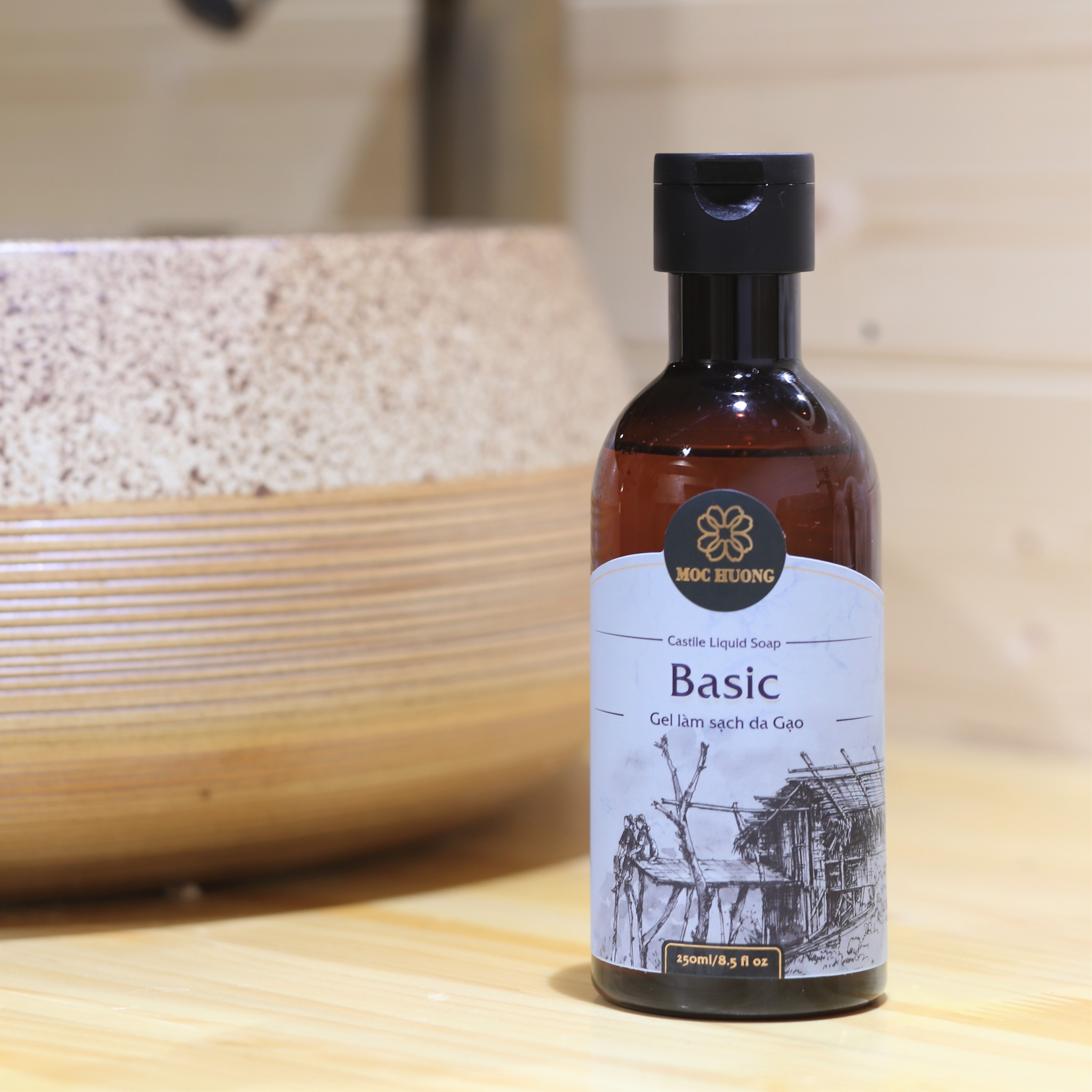 Sữa tắm tự nhiên Gạo Castile Liquid Soap Basic không mùi dành cho da nhạy cảm 250ml