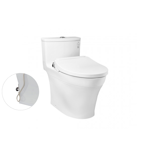 Bàn cầu một khối, nắp đóng êm kèm vòi rửa nước lạnh TCW07S (MS885DE2)