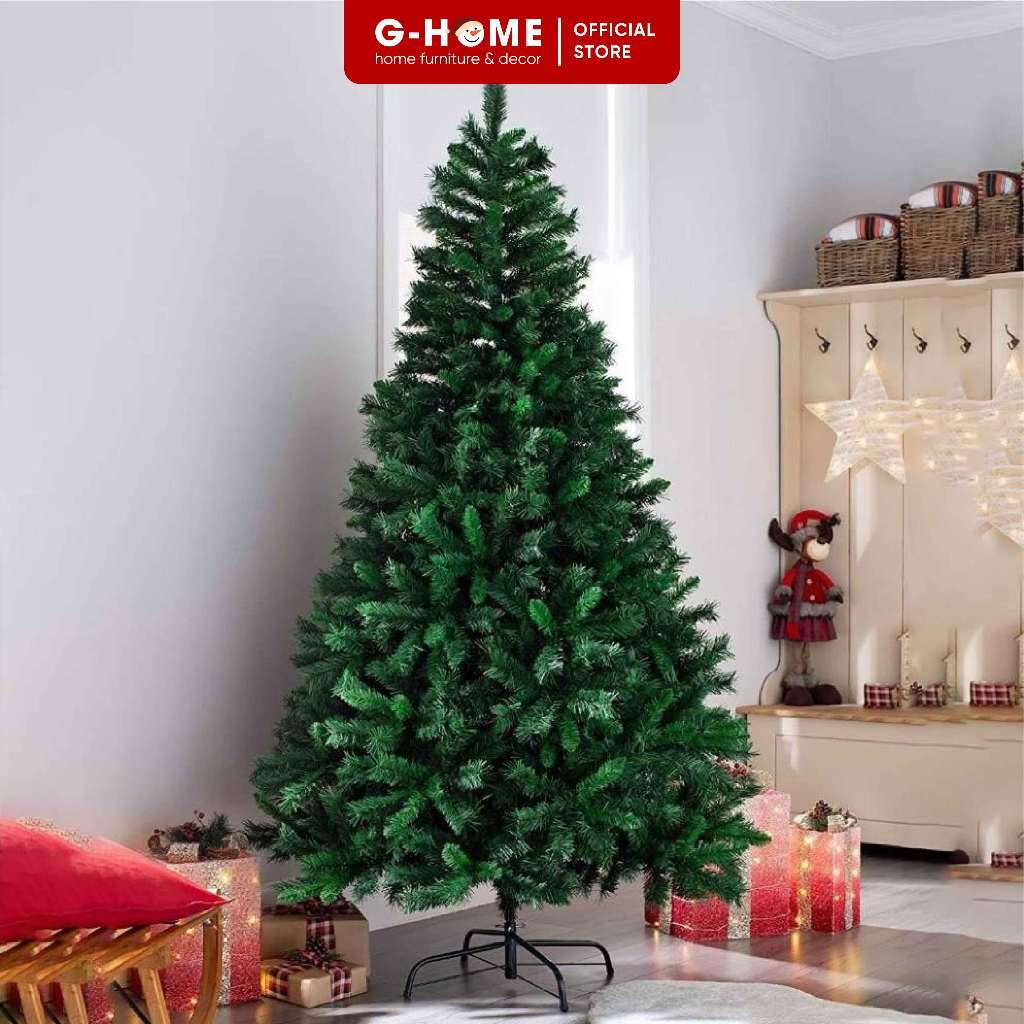 Cây thông to trang trí Noel cao 2m1 cây thông xanh tán rộng chất PVC cao cấp decor phòng khách, văn phòng CT23M2